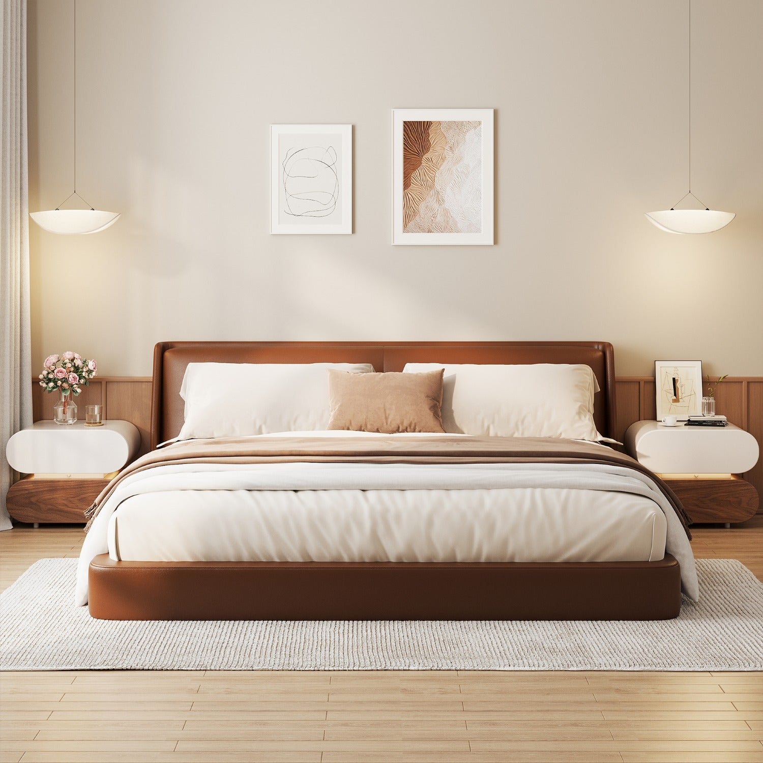 2-Drawer Wooden Nightstand | Multifunctional Bedside\u002FEnd Table Storage Cabinet with Spacious Organization, Durable Wood for Bedroom Living Room Small Spaces Apartments, HOSEOKA