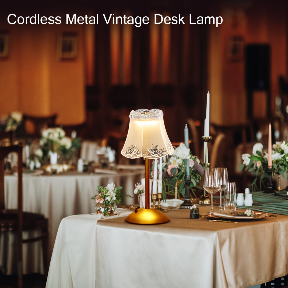 Portable Crystal Table Lamp with a Vintage Metal Design, Featuring Cordless Operation, Touch Control with Three Color Options, And Adjustable Brightness Levels, Perfect for Decorating Your Living Room, Kitchen, Or Dining Area