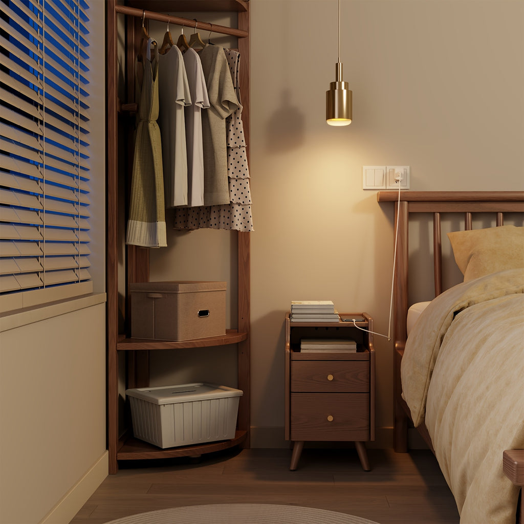 Furniture, Bedroom and Living Room Furniture, 8\u002F12\u002F16 Inch Wide Ultra-Narrow Small Solid Wood Nightstand, Walnut Bedside Table, Space-Saving Design, Suitable for Bedroom, Christmas Gift Black Friday Item Free Shipping