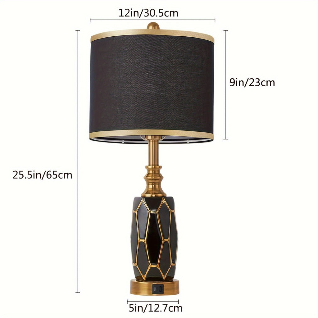 2 Touch Desk Lamps In The Bedroom, Living Room, Modern Ceramic Desk Lamp With USB Port, Bedside Bedside Bedside Lamp With Fabric Drum Lampshade, Including 2 Light Bulbs