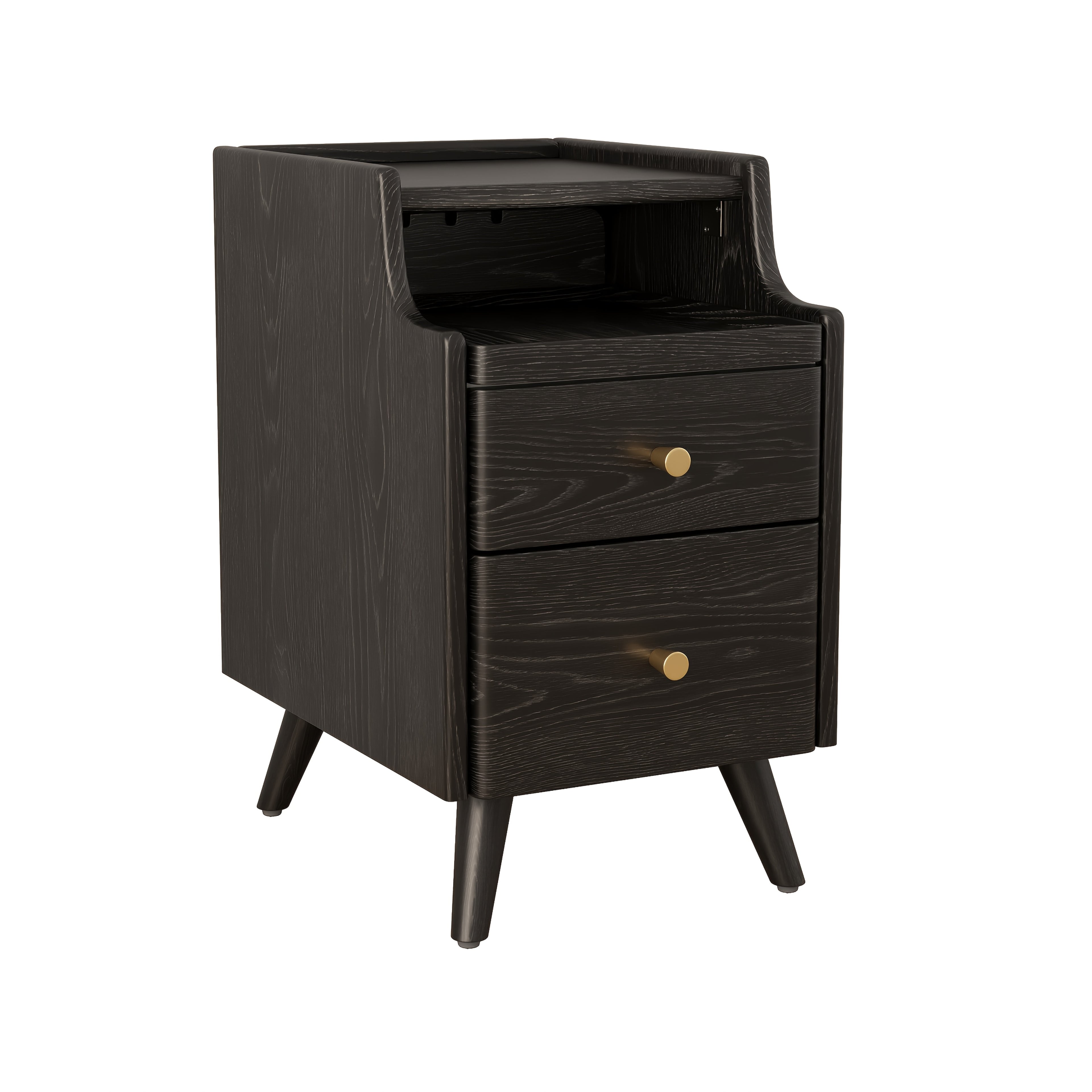 KASLANDI Solid Wood Nightstand with Drawers | Walnut Bedside Table for Bedroom, Christmas Gifts, Black Fridays Special, Free Shipping