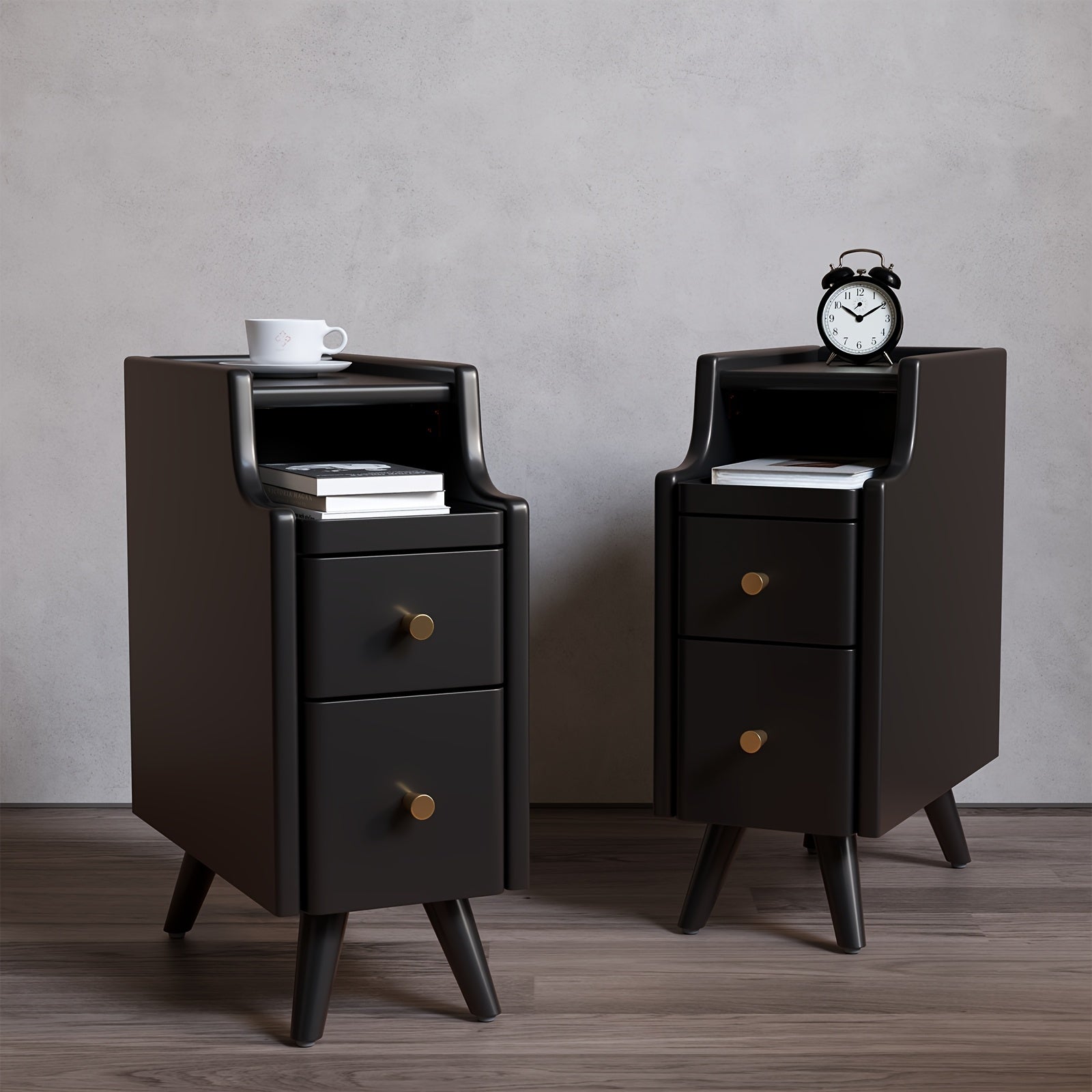 Furniture, Bedroom and Living Room Furniture, 8\u002F12\u002F16 Inch Wide Ultra-Narrow Small Solid Wood Nightstand, Walnut Bedside Table, Space-Saving Design, Suitable for Bedroom, Christmas Gift Black Friday Item Free Shipping