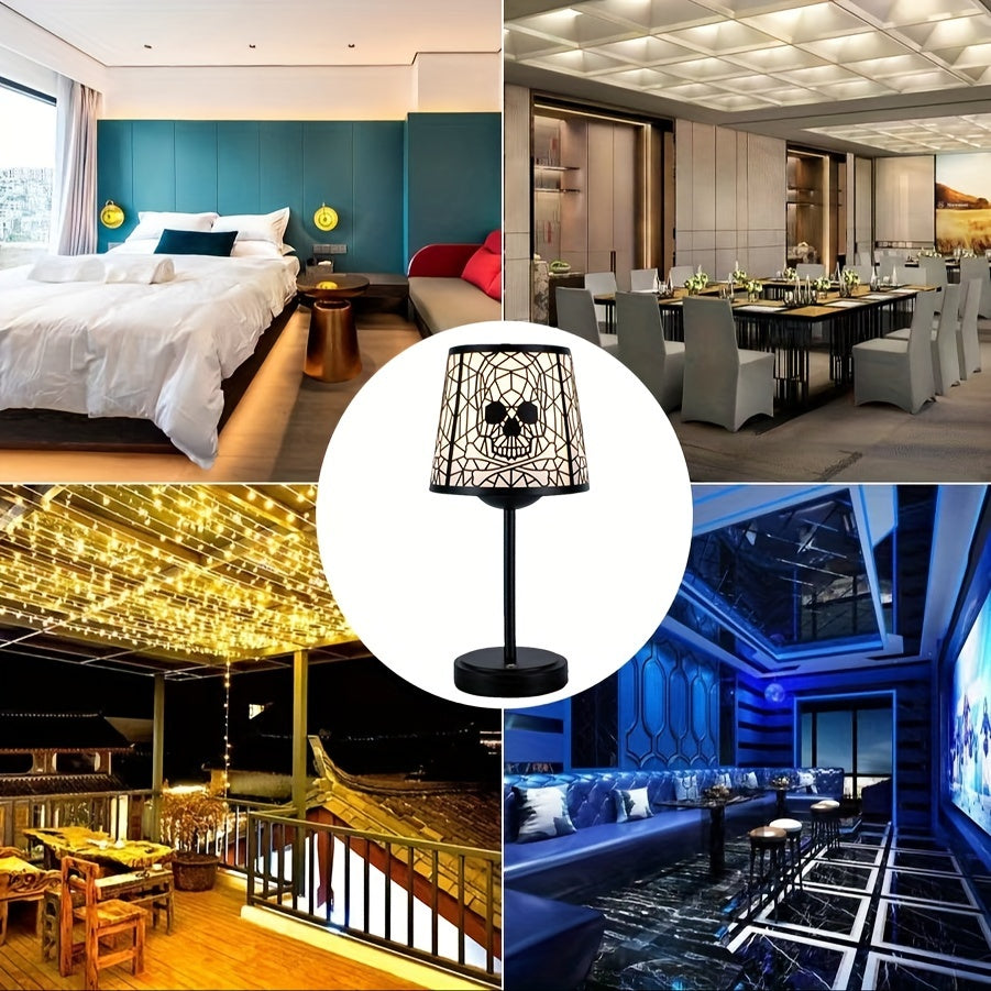 2pcs Rechargeable Skull Desk Lamp - Cordless Desk Lamp, Gothic Home Decoration 3-channel Dimmable Touch Desk Lamp, Gothic Room Decoration Skull Lamp, Halloween Decoration Skull Lamp