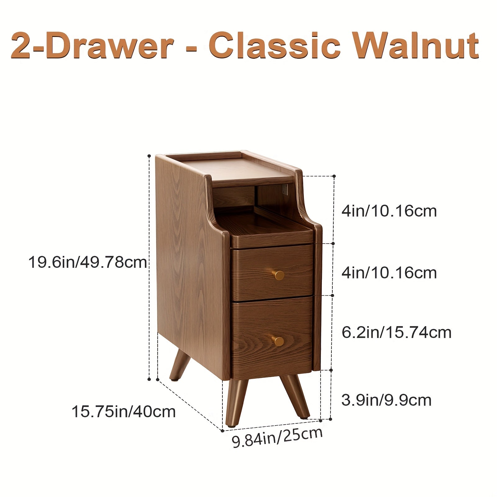 Furniture, Bedroom and Living Room Furniture, 8\u002F12\u002F16 Inch Wide Ultra-Narrow Small Solid Wood Nightstand, Walnut Bedside Table, Space-Saving Design, Suitable for Bedroom, Christmas Gift Black Friday Item Free Shipping