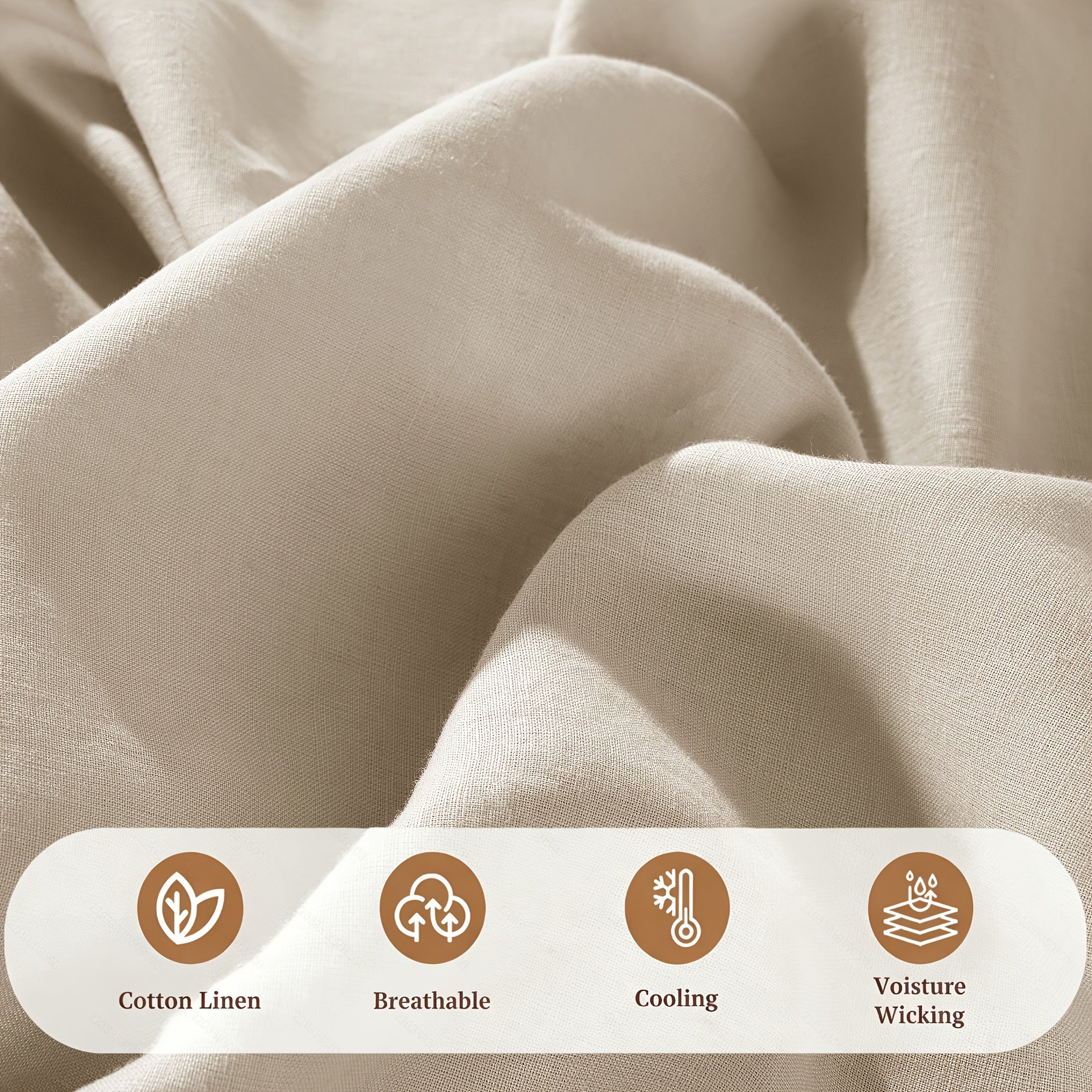 Linen Bed Sheets Set, Bed Sheets 4pcs Set, Solid Color Natural Flax Blend Soft Breathable Bedding, 16 Inches Deep Pocket, All Season