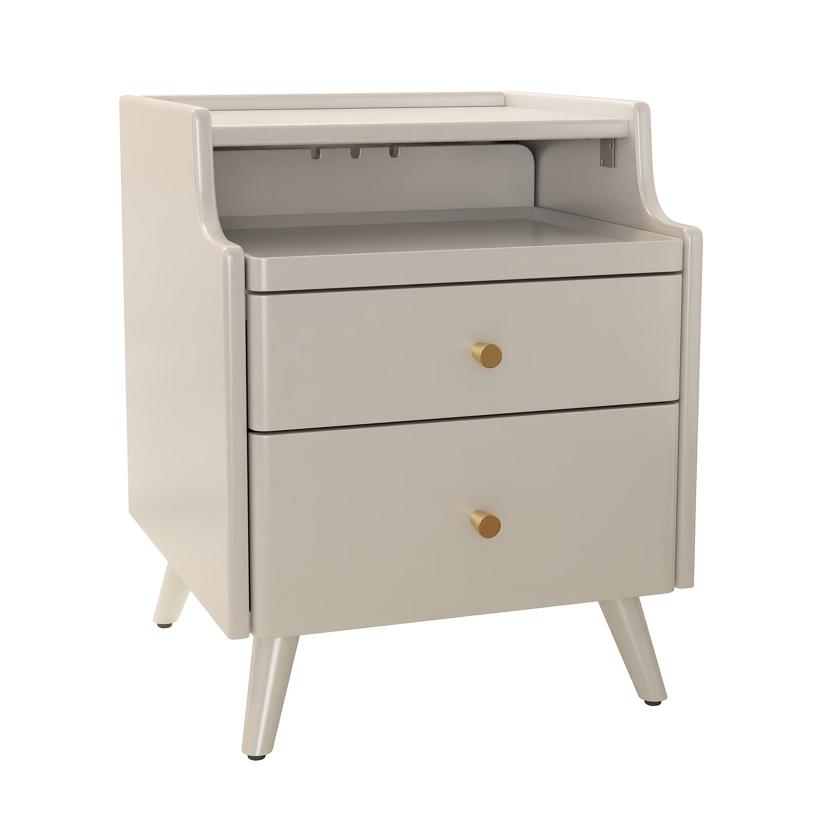 KASLANDI Solid Wood Nightstand with Drawers | Walnut Bedside Table for Bedroom, Christmas Gifts, Black Fridays Special, Free Shipping