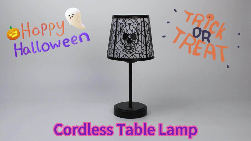 2pcs Rechargeable Skull Desk Lamp - Cordless Desk Lamp, Gothic Home Decoration 3-channel Dimmable Touch Desk Lamp, Gothic Room Decoration Skull Lamp, Halloween Decoration Skull Lamp