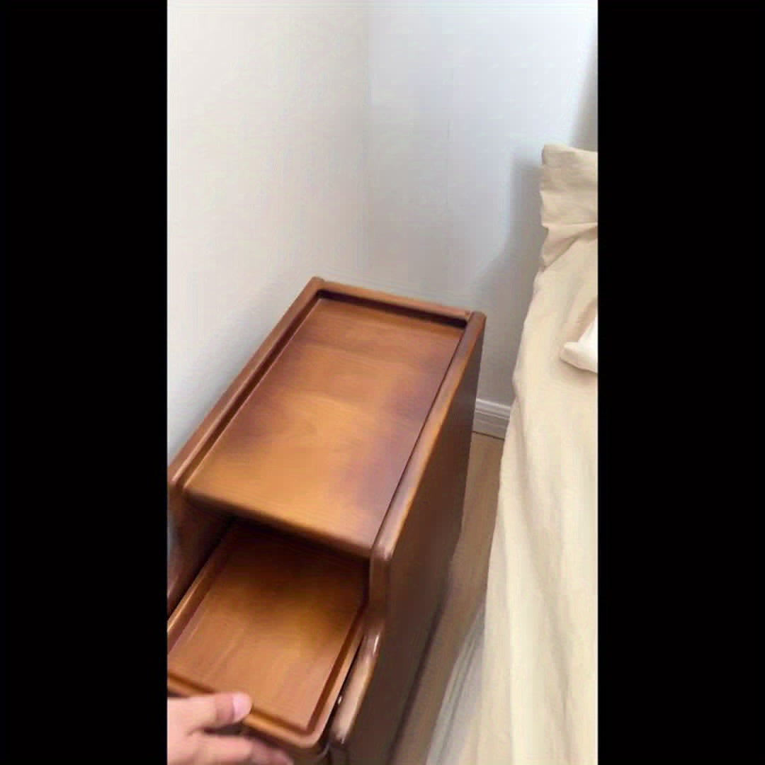 Furniture, Bedroom and Living Room Furniture, 8\u002F12\u002F16 Inch Wide Ultra-Narrow Small Solid Wood Nightstand, Walnut Bedside Table, Space-Saving Design, Suitable for Bedroom, Christmas Gift Black Friday Item Free Shipping