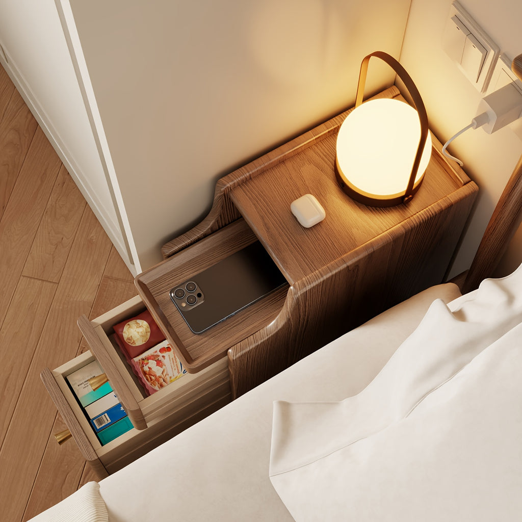 Furniture, Bedroom and Living Room Furniture, 8\u002F12\u002F16 Inch Wide Ultra-Narrow Small Solid Wood Nightstand, Walnut Bedside Table, Space-Saving Design, Suitable for Bedroom, Christmas Gift Black Friday Item Free Shipping