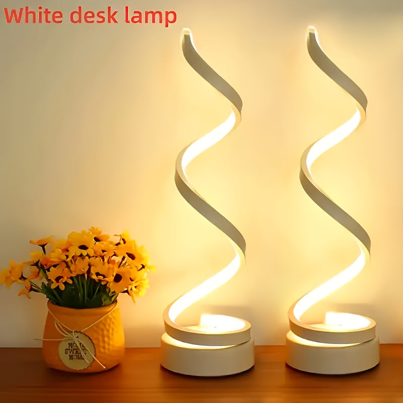4pcs Classic Creative Desk Lamp. 3-Color Spiral LED Adjustable Arm, Warm Light, Multifunctional, Space-Saving Design For Bedroom, Ideal Gift For Halloween Decorations, Thanksgiving Or Christmas Celebrations, Available In 1\u002F2pcs. Adjustable 15 Levels