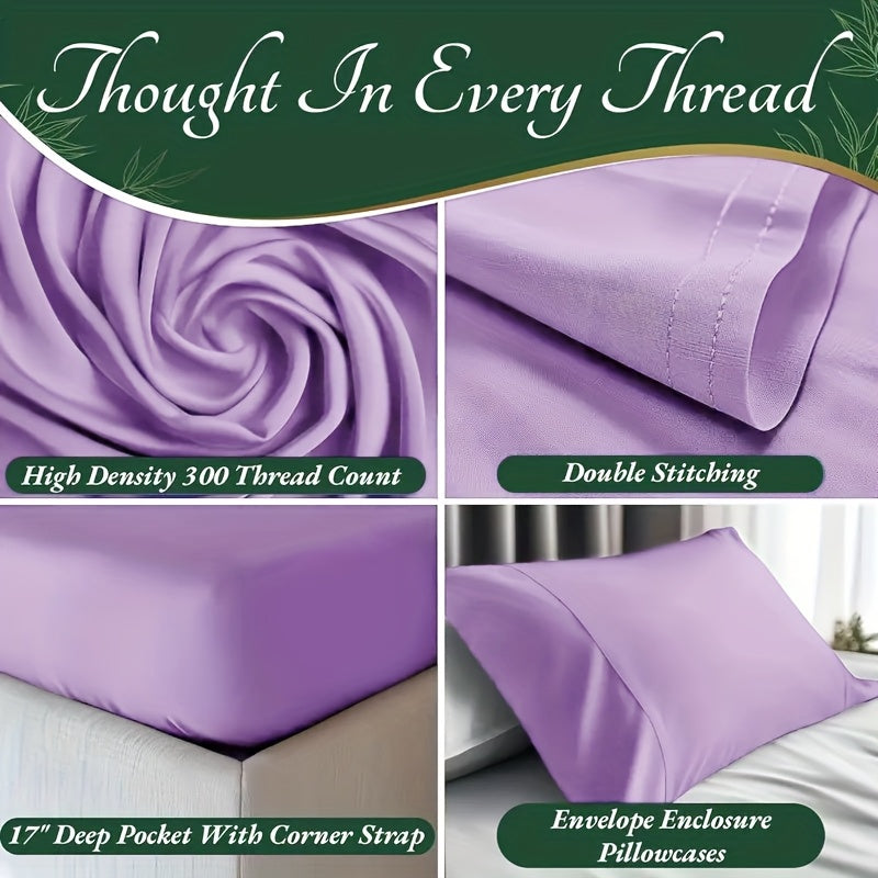 6pcs Bamboo Cooling Bed Sheets Queen Size - Ultra-Soft Cooling Bedclothes Suitable for Hot Sleepers, Deep Pocket Fits Most Mattresses, Double-Stitched Sheets, Machine Washable Bamboo Fabric (Queen Bed Sheets) - Christmas Gift for s, Christmas Decor