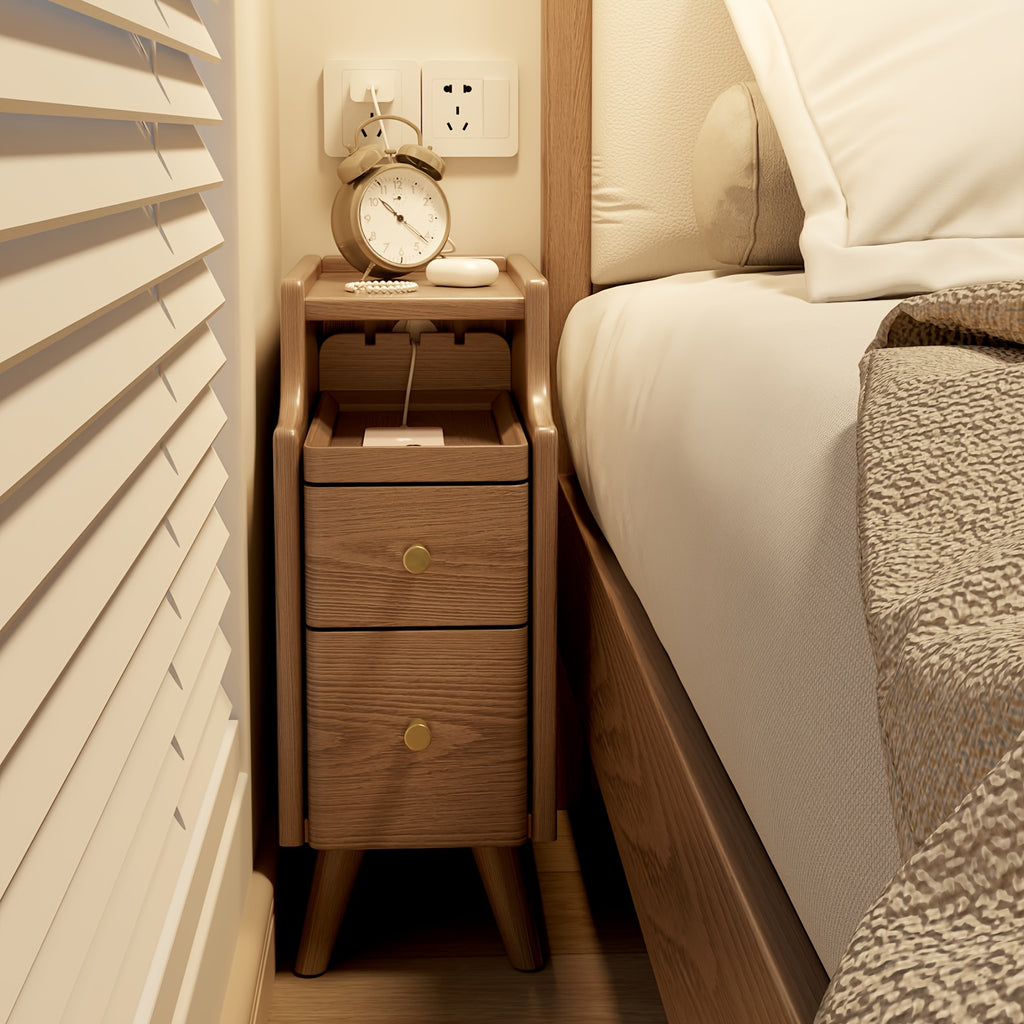 Furniture, Bedroom and Living Room Furniture, 8\u002F12\u002F16 Inch Wide Ultra-Narrow Small Solid Wood Nightstand, Walnut Bedside Table, Space-Saving Design, Suitable for Bedroom, Christmas Gift Black Friday Item Free Shipping