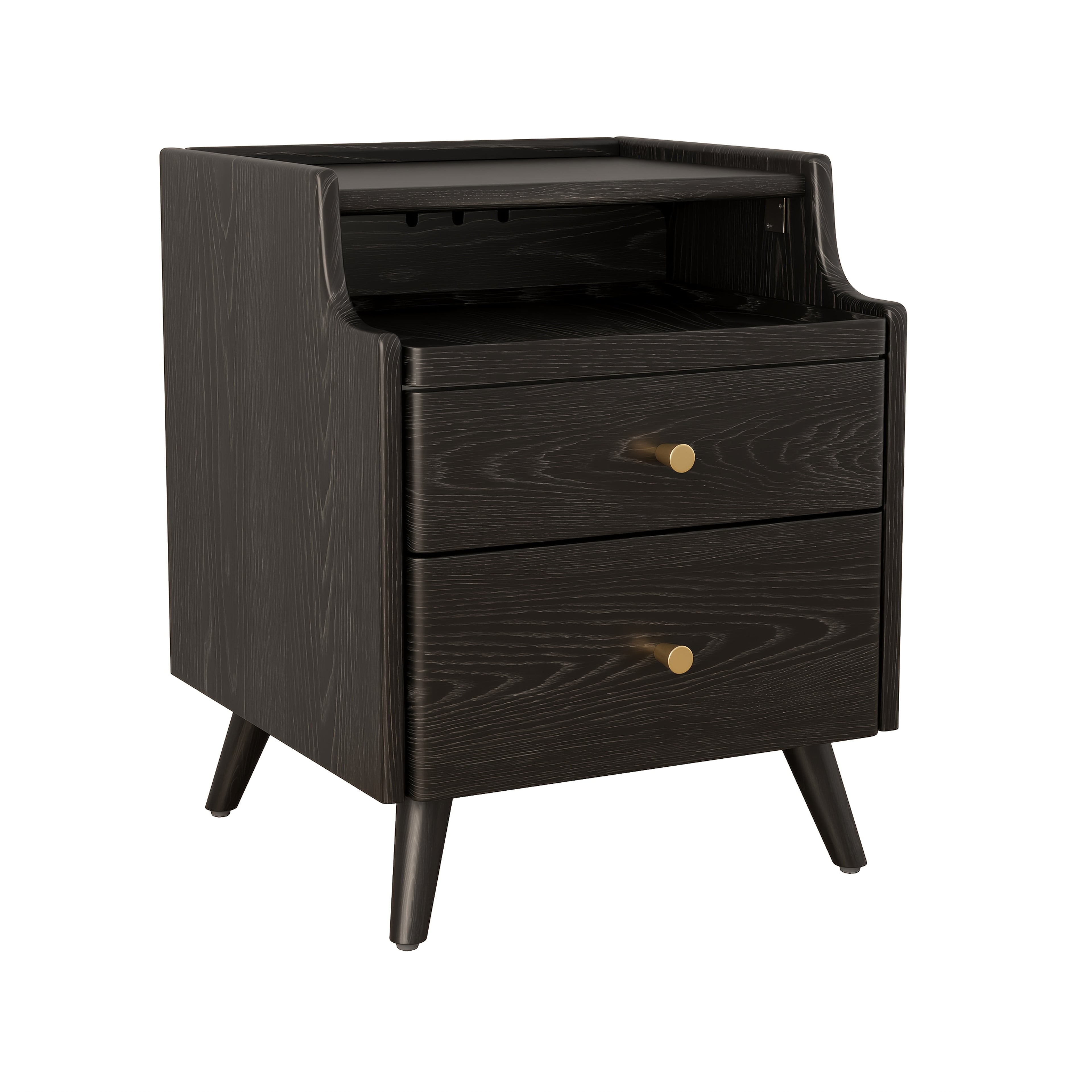 KASLANDI Solid Wood Nightstand with Drawers | Walnut Bedside Table for Bedroom, Christmas Gifts, Black Fridays Special, Free Shipping