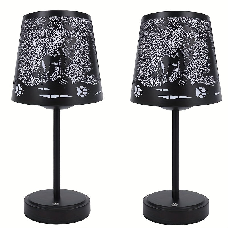 2pcs Rechargeable Skull Desk Lamp - Cordless Desk Lamp, Gothic Home Decoration 3-channel Dimmable Touch Desk Lamp, Gothic Room Decoration Skull Lamp, Halloween Decoration Skull Lamp