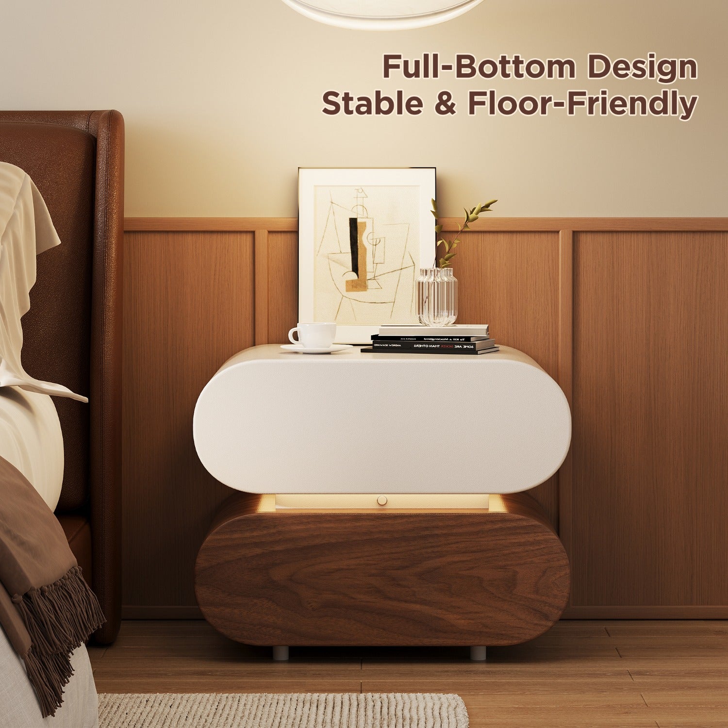 2-Drawer Wooden Nightstand | Multifunctional Bedside\u002FEnd Table Storage Cabinet with Spacious Organization, Durable Wood for Bedroom Living Room Small Spaces Apartments, HOSEOKA