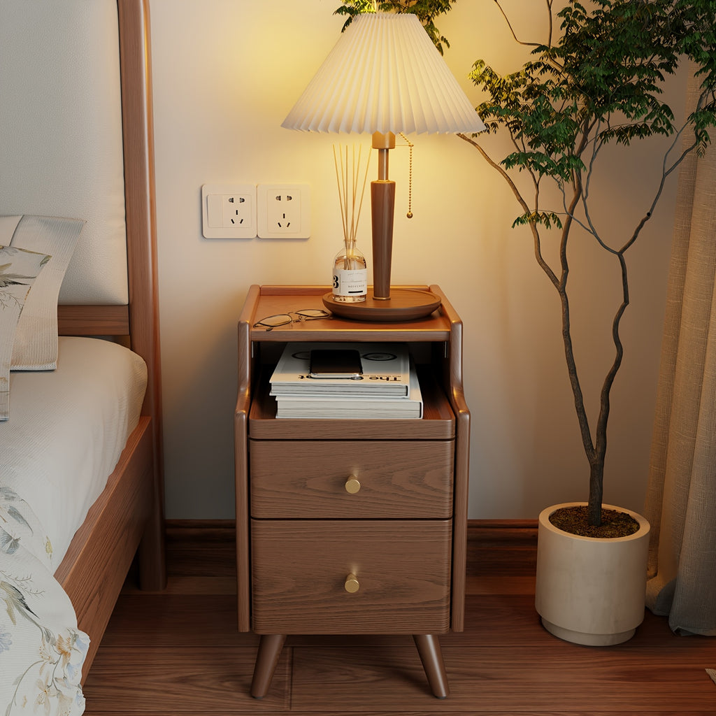 Furniture, Bedroom and Living Room Furniture, 8\u002F12\u002F16 Inch Wide Ultra-Narrow Small Solid Wood Nightstand, Walnut Bedside Table, Space-Saving Design, Suitable for Bedroom, Christmas Gift Black Friday Item Free Shipping