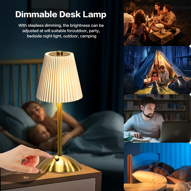 USB Rechargeable LED Lamp 2pcs Cordless Table Lamps-Rechargeable 6 Style Vintage LED Desk Lamp With USB Port, 2200 MAh Battery, LED Small Portable Touch Bedside Lamp For Bedroom Living Room Home Office, Available In 1pc