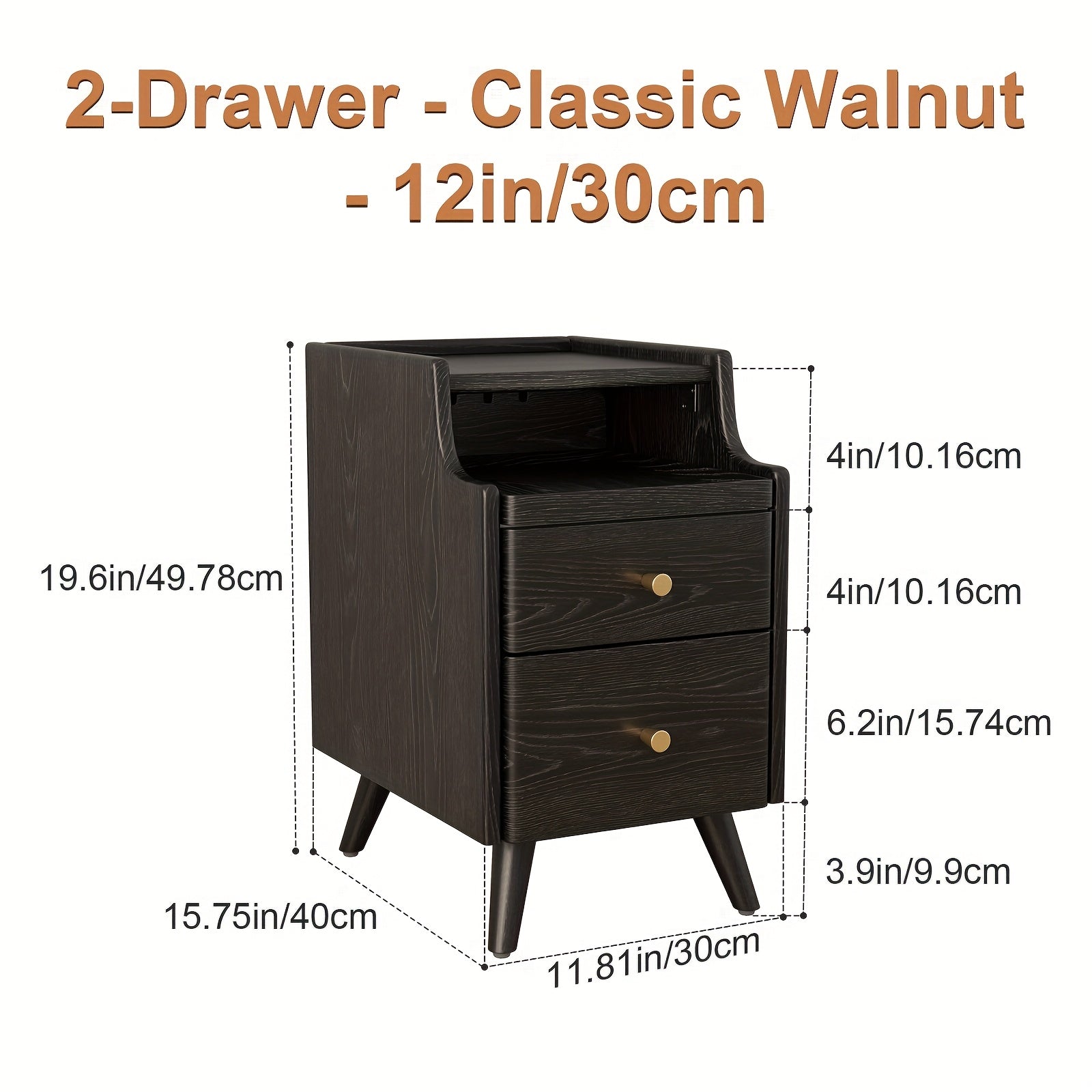 Furniture, Bedroom and Living Room Furniture, 8\u002F12\u002F16 Inch Wide Ultra-Narrow Small Solid Wood Nightstand, Walnut Bedside Table, Space-Saving Design, Suitable for Bedroom, Christmas Gift Black Friday Item Free Shipping