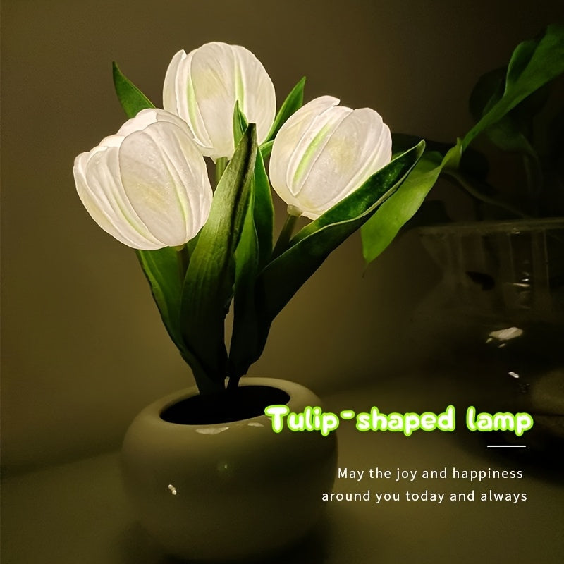 Flower Desk Lamp | Bedside Lamp, Holiday Gift, Decorative Lamp, Reading and Writing Lamp, Flower Bouquet Imitation Lamp, Simulated Flower Atmosphere Lamp, No Batteries Required, Polished Plastic Base, Button Control, Rustic Style