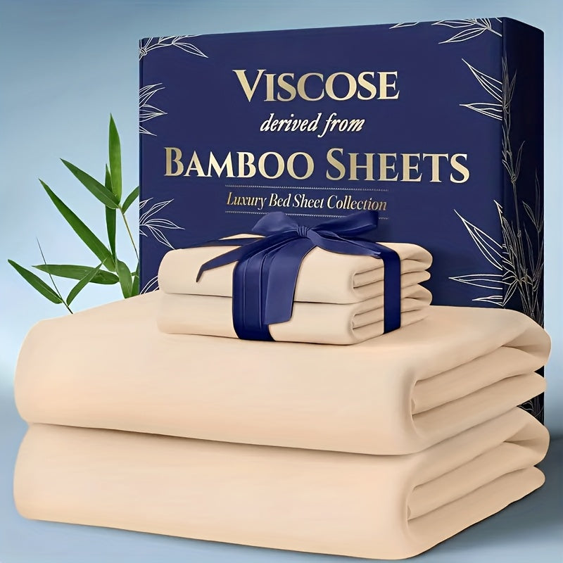 6pcs Bamboo Cooling Bed Sheets Queen Size - Ultra-Soft Cooling Bedclothes Suitable for Hot Sleepers, Deep Pocket Fits Most Mattresses, Double-Stitched Sheets, Machine Washable Bamboo Fabric (Queen Bed Sheets) - Christmas Gift for s, Christmas Decor