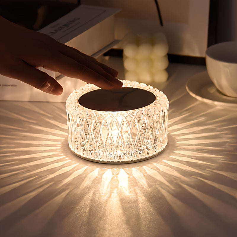 Portable Crystal LED Table Lamp 3-Levels Brightness Desk Lamp 16 Color Touch Control Rechargeable Lamp Night Light Bedside Lamp Dining Room Lamp