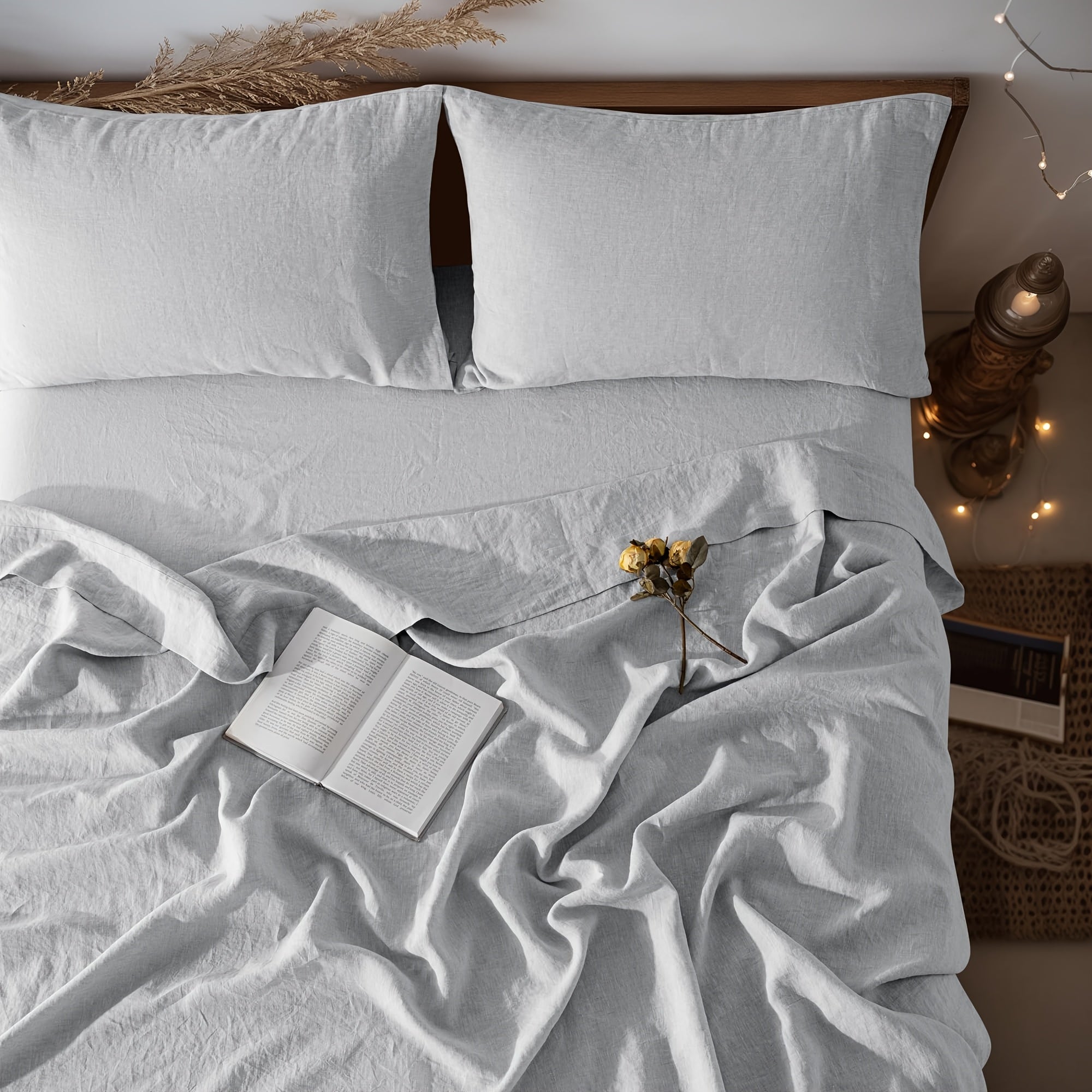 4pcs Premium Linen Sheets | Breathable and Durable King Size Bed Sheets, Anti-Tear, Machine Washable, 16 Inch Deep Pocket, Luxury Gift Box Packaging, Holiday Essential