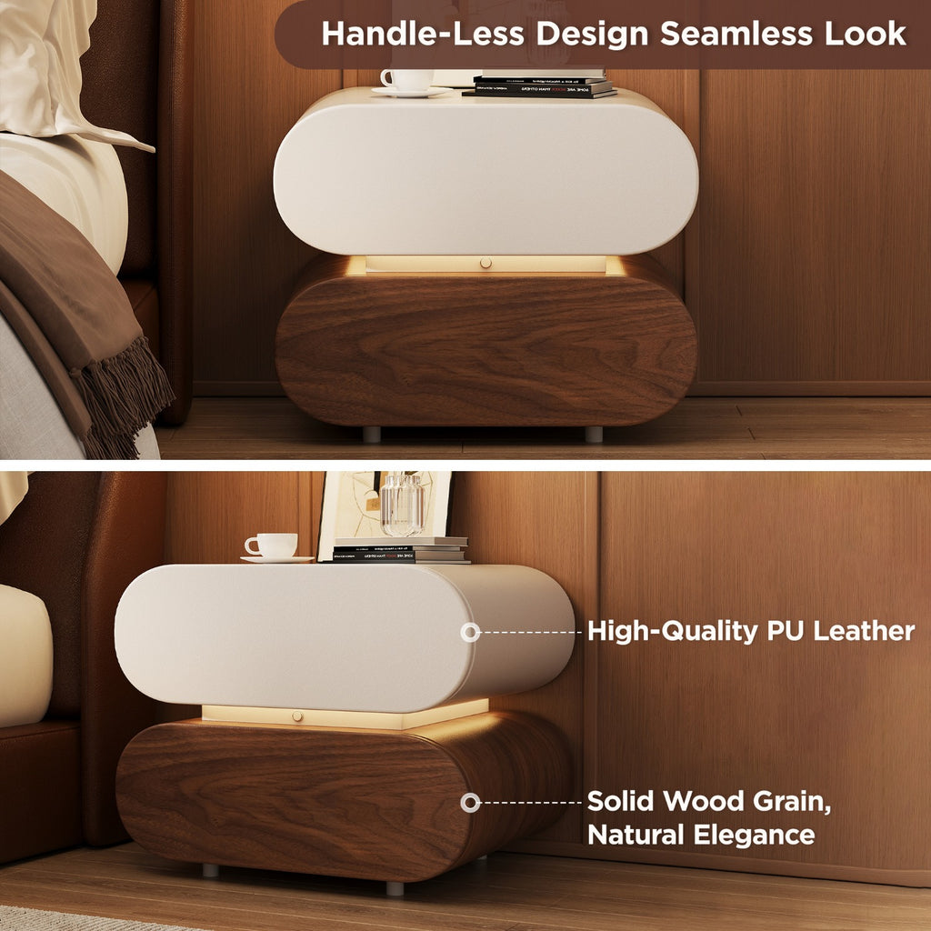 2-Drawer Wooden Nightstand | Multifunctional Bedside\u002FEnd Table Storage Cabinet with Spacious Organization, Durable Wood for Bedroom Living Room Small Spaces Apartments, HOSEOKA